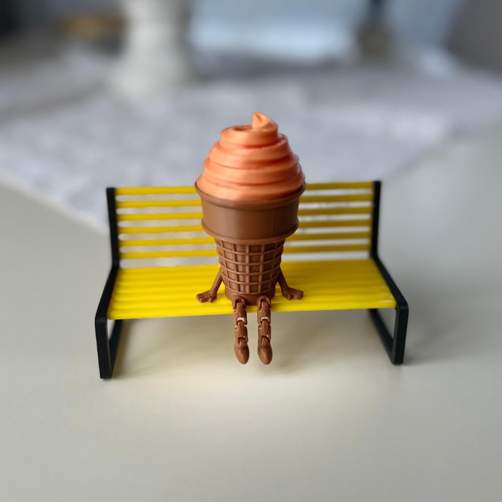 3'lü Renkli Dondurma Külahı Dekoratif Figür Seti - Sevimli Bacaklı Masaüstü Süs (Her biri 7.5 x 4.3 cm) BANK DAHİL DEĞİLDİR