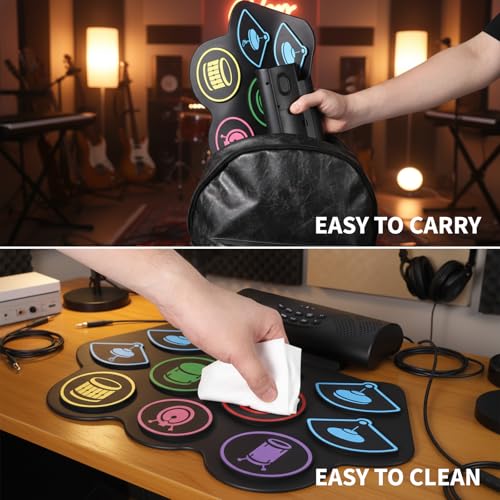 image for IDEALHOUSE Electronic Drum Set with 9 Pads & Free Learning App, Dual B