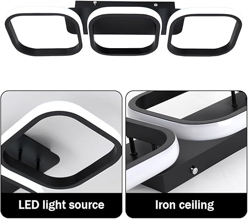 Miniatura 6 de Lámpara de techo cuadrada LED moderna - 33 W, 6000 K blanco frío, montaje empotrado para cocina, sala de estar, dormitorio y pasillo