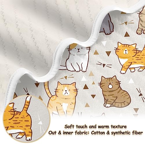 Image of vvfelixl Swaddle Blanket Cartoon Cat Cotton Blanket for Infants Receiving Blanket Lightweight Soft Swaddling Blanket for Crib, Stroller, Nursery Blankets, 30X40 in