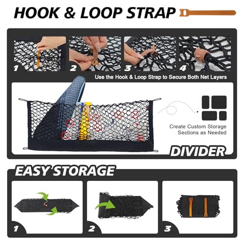 Muslogy Truck Bed Cargo Net Trunk Netting Compatible with 2025 2026 Subaru Forester Accessories, Pickup Cargo Organizer SUV Sedan Storage Net w/Heavy Duty Carabiners by Muslogy - Image 5