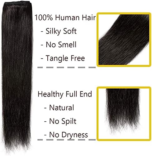 Silk-co Hair Extensions Clip in Hair Extensions Real Human Hair Brown 8 PCS Human Hair Extension Clip on Real Remy Straight -Basic Thickness-Thin Weft(12 inch-55g - Image 3