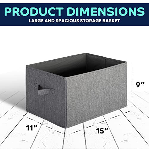 Pomatree Storage Baskets - 4 Pack - Sturdy Large Fabric Bins | Foldable Organizing Basket Bin for Home, Nursery, Closet & Shelves Organization | Storage Basket Cube Shelf Organizer (Grey) by Pomatree - Image 4