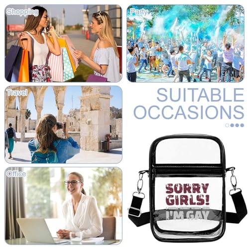 Sorry Girls I'm Gay Clear Crossbody Bag Stadium Bag Adjustable Side Shoulder Bags Messenger Bag with 2 Compartments 5