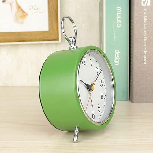 Miniatura 4 de thjsvy Reloj despertador analógico con luz nocturna, reloj de escritorio retro de metal, funciona con pilas, para niños, dormitorio, mesita de