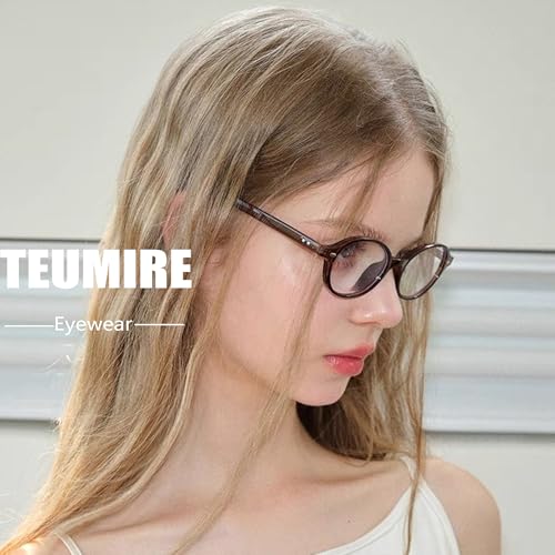 Image of Vintage Round Glasses for Men Women Retro Oval Blue Light Glasses Fake Nerd Eyeglasses