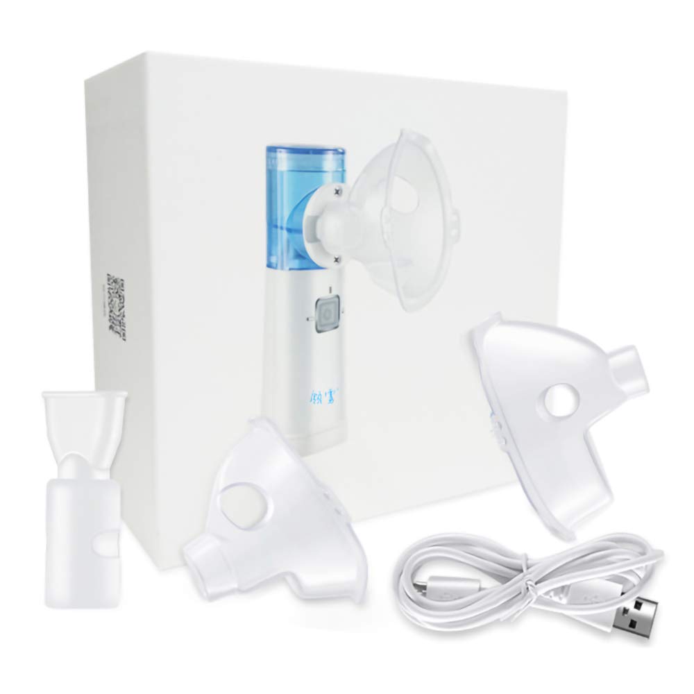 Wh Aerosol Portatile per Bambini e Adulti,ricaricabile Macchina Inalatore Silenzioso per Asma,Aerosolterapia,Nasale e Sinusite,Aerosol a Pistone con Mascherine,Boccaglio Air Angle/Come mostrat