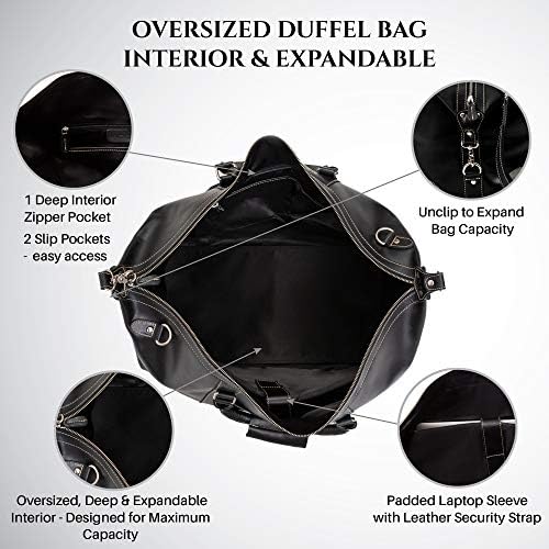 Viosi Genuine Leather Travel Duffel Bag | Oversized Weekend Luggage | Buffalo Leather Duffle Bag For Men / Women | Sports Gym Overnight Carry-On Bag | Great Gift Idea 4 Viosi Genuine Leather Travel Duffel Bag | Oversized Weekend Luggage | Buffalo Leather Duffle Bag For Men / Women | Sports Gym Overnight Carry-On Bag | Great Gift Idea
