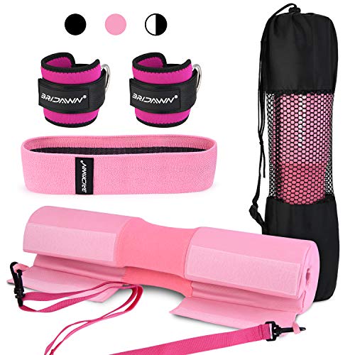 bridawn Barbell Pad Set for Squats Hip Thrusts Upgraded Bar Neck Pads Workout