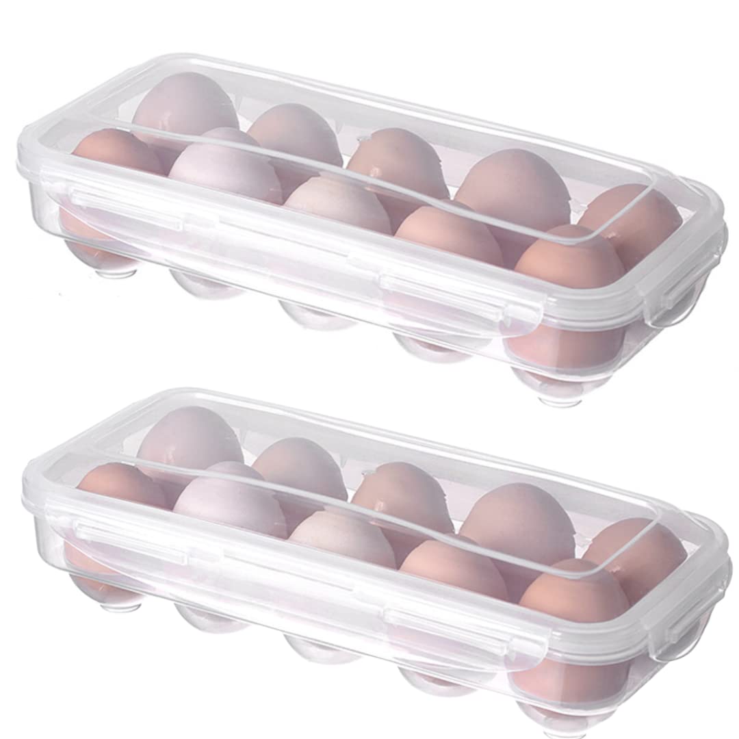 2-Pack Egg Storage Containers with Lids - Clear Plastic Egg Holders for Fridge - Stackable Egg Trays - Keep Your Eggs Fresh and Organized - Holds up to 36 Eggs