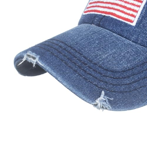 Image of USA Flag Baseball Cap American Patriotic Trucker Hat Father Dad Mother Mom Adjustable Sportswear Hat for Men Women Adults