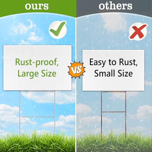 Remiawy Yard Sign Stakes Metal, 17x7 Inch 5 Packs Yard Stakes for Signs Hevey Duty H Frames Wire Stakes Yard Sign Holder for Custom Outdoor Sign, Use with 4 mm and 5 mm Corrugated Plastic Yard Signs