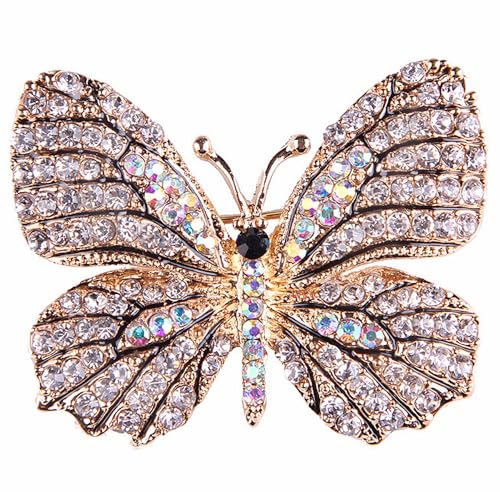 Image of Gyn&Joy Multi-Color Crystal Rhinestone Winged Butterfly Pin Brooch BZ030
