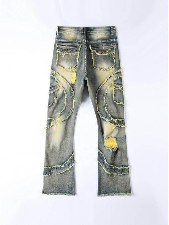 Mens Stacked Slim Fit Jeans Ripped Y2k Skinny Jeans Distressed Destroyed Stretch Hip Hop Straight Denim Pants4