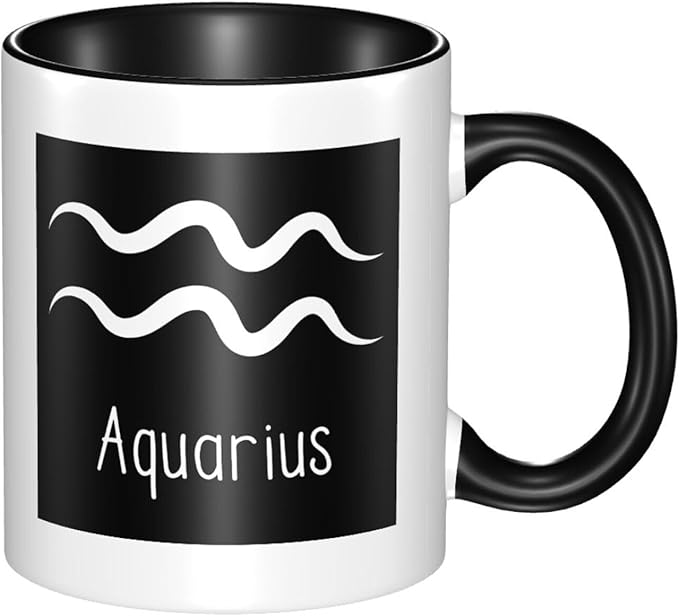 Aquarius Sign Classic Ceramic Coffee Mug with Handle, Gifts for Men, Women - Perfect for Home, Office, Gift - Durable, BPA-Free, White (11 oz)