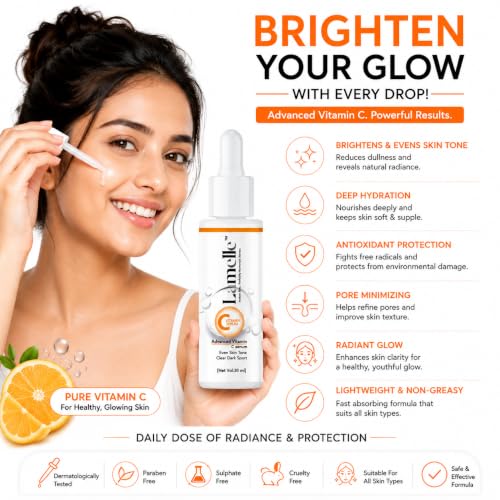 Image of Advanced Vitamin C Face Serum, Brightening & Hydrating Formula, for Men & Women, 30 ml (Pack of 1)
