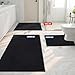 Smiry Luxury Chenille Bathroom Rugs 59x20, Extra Soft and Absorbent Shaggy Bath Mat, Machine Washable, Non-Slip Plush Carpet Runner for Tub, Shower, and Floor, Home Decor Accessories, Black