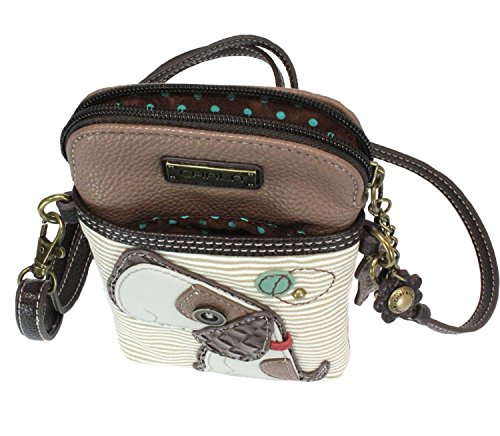 Chala Toffy Dog Cellphone Crossbody Handbag - Convertible Strap (Brown Stripe)3