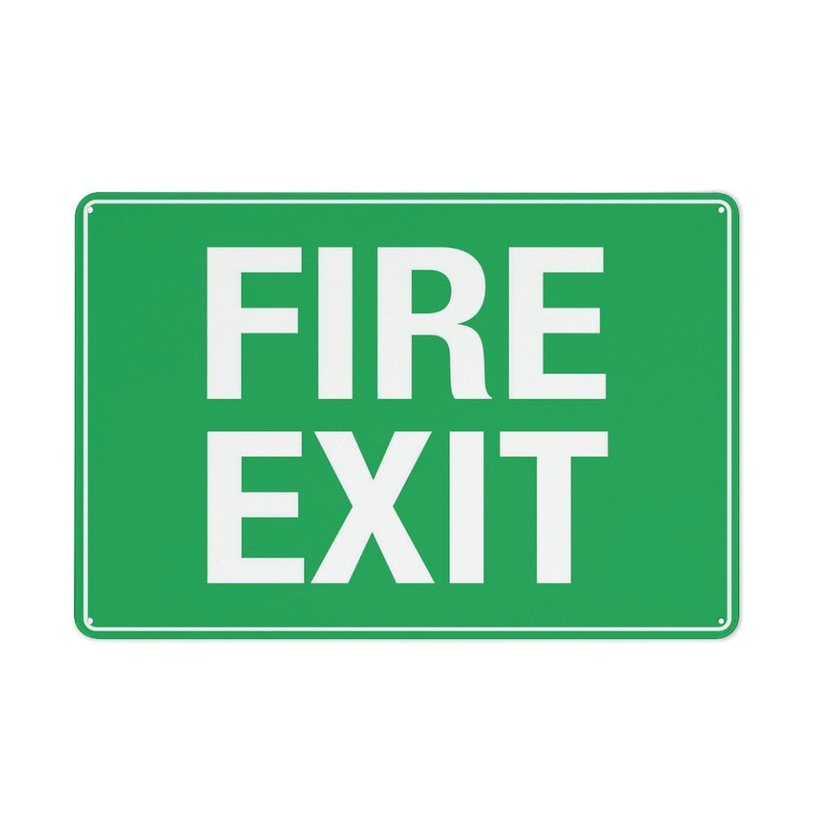 peiyeety Fire Exit Green Sign 8"x12" Rust-Free Aluminum Outdoor - Metal Tin for Home, Business, Yard