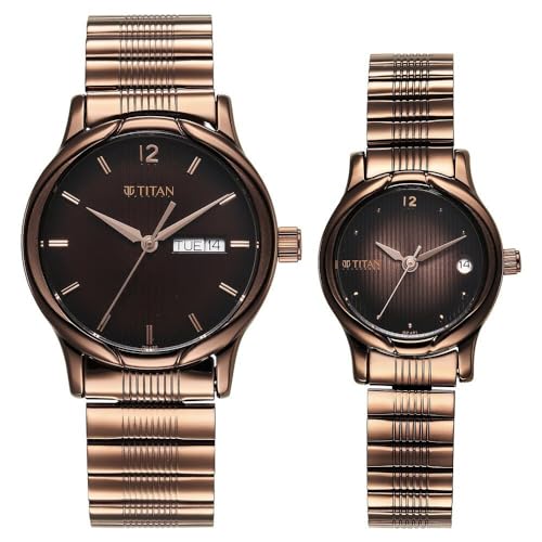 Titan Bandhan Quartz Analog with Date Brown Dial Stainless Steel ...