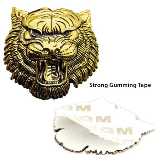 Image of Tiger 3D Metal Emblem for Cars & Bikes, Gold, Small 5.5 x 5.5 cm