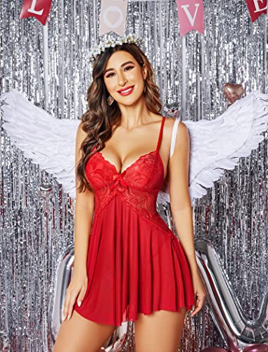 Image of Avidlove Women Lace Lingerie Babydoll Sexy Chemise Exotic Nightgowns Bridal Nightdress