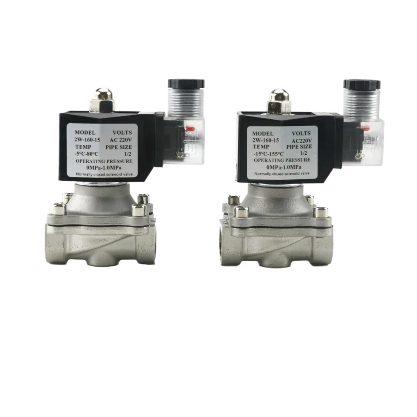 Électrovanne 1/2 AC24V en acier inoxydable et joint Viton étanche DN15