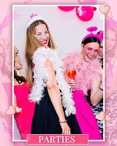 6 Pcs 6.6 Ft Turkey Chandelle Feather Boa Colorful Feather Boas For Women For Dancing With Heart Rimless Sunglasses Colorful Feather Boas Mardi Gras Costumes Women (Multi Color) #TOP4