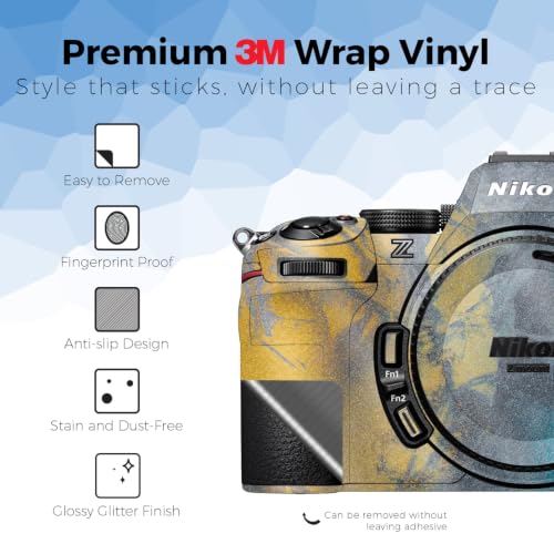 Image of Glossy Glitter Camera Skin Compatible with Nikon Z5 II (2025) - Yellow Spill - Premium 3M Vinyl Protective Wrap Decal Cover - Easy to Apply | Crafted in the USA by MightySkins