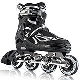 2pm Sports Adjustable Kids Inline Skates, Inline Skates for Boys and Girls - Silver Large