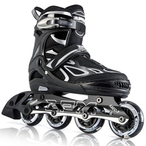 2pm Sports Adjustable Kids Inline Skates, Inline Skates for Boys and Girls - Silver Medium