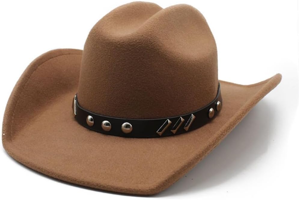 Western Felt Cowboy Hat, White with Studded Band, Classic Style