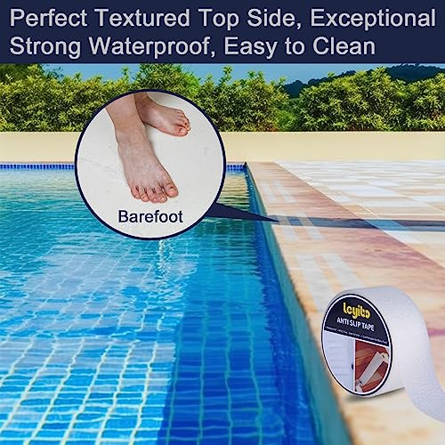 Image of Anti Slip Tape Clear Waterproof Outdoor /Indoor, 4 inch x 42Ft Non Slip Traction Grip Tape for Bathtubs, Boats, Stairs, Pools, Transparent, Soft, Comfortable for Bare Feet (4 inch X 42')