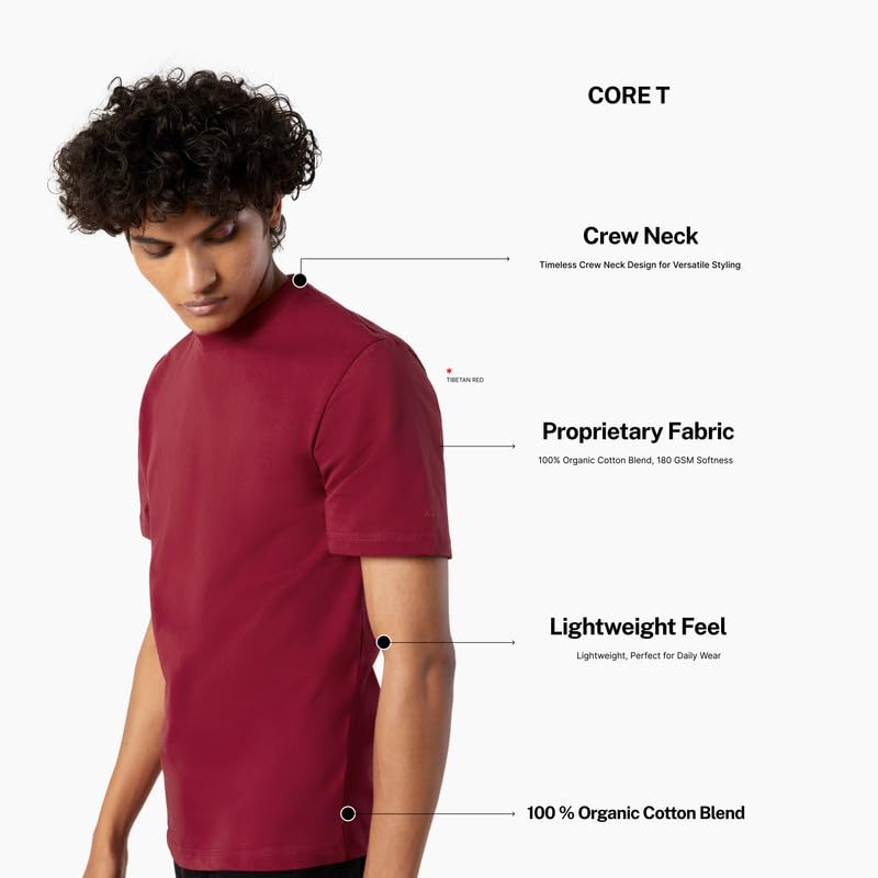 Image of LUDIC Core T Dailymove Collection | Regular Fit | Crew Neck T Shirt | 100% Organic Cotton, 180GSM | Lightweight & Comfortable | Everyday Essential | Casual T-Shirt for Men & Women