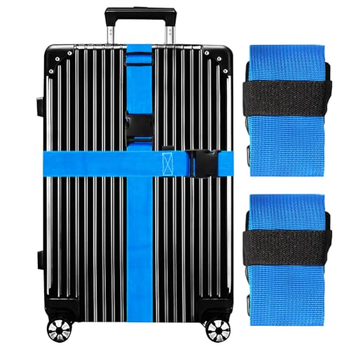 Image of Luggage Straps for Suitcases TSA Approved-2 Pack Bright Personalized Luggage Belt Strap for Suitcase /Carry On Bag Luggage Accessories for Travel (SkyBlue)