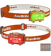 EVERBRITE LED Stirnlampe orange 2 Stück, leichtgewichte Kopflampe für Kinder mit 6 AAA-Batterien,...