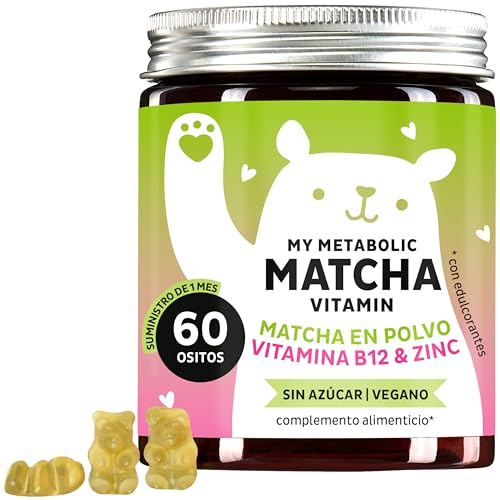 My Metabolic Matcha Vitamin Gominolas - Complemento Energizante Natural – Antioxidante – Con Matcha, Coenzima Q10, Zinc, Vitamina B12 - 60 unidades (1 mes) - Sin Azucar, Vegano - Bears with Benefits