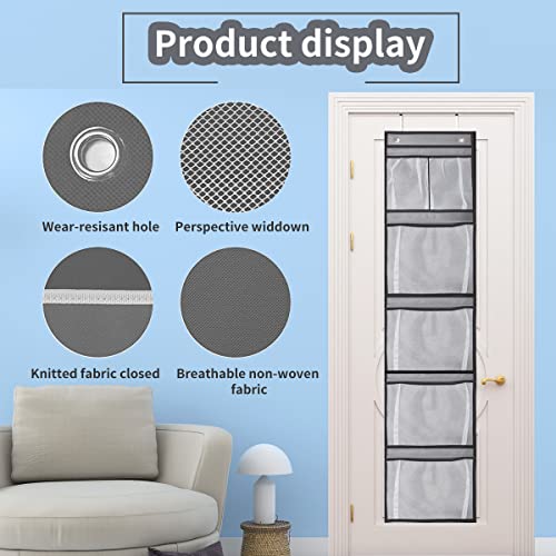 Jremreo Over The Door Organizer With 5 Large Pockets, Hanging Storage Shelves, Behind The Door / Wall / Nursery Closet Door Organizer For Bedroom Bathroom With 2 Metal Hooks #TOP3