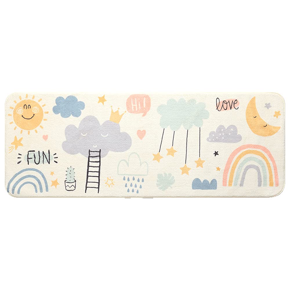 Tapis Runner MOSHOINOT 60x160 Cm - Duveteux Lavable - Enfant/Salon/Chambre - Antidérapant