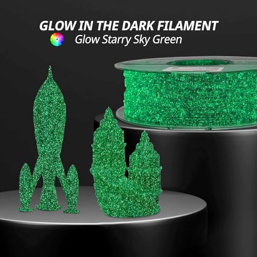Image of AMOLEN 3D Printer Filament, PLA Filament 1.75mm, Glow in The Dark Filament Green Starry Sky, Best with UV Lamps, Fit Most 3D FDM Printers, Dimensional Accuracy + /- 0.02 mm, 1kg(2.2lbs) Spool