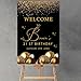 Any Age Black and Gold Glitter Sparkle Birthday Welcome Sign Board With Stand, Custom Welcome Sign For Birthday Party, Welcome Birthday Sign, Welcome Birthday Party Sign