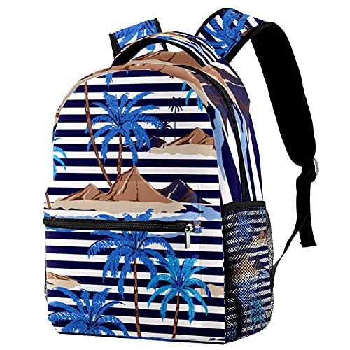 Sac à dos école primaire à motif île tropicale pour fille et garçon