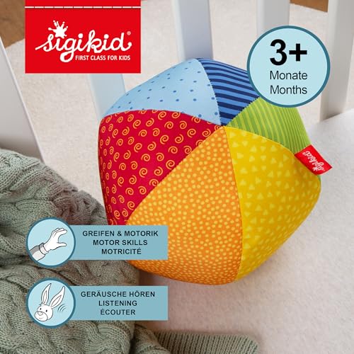 SIGIKID 49581 Softball groß Baby Activity PlayQ Mädchen und Jungen Babyspielzeug empfohlen ab 3 Monaten mehrfarbig, Ball 19 cm