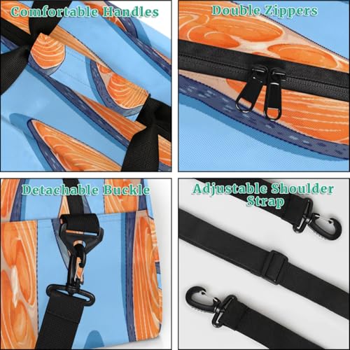 Fish Small Gym Bag for Women Men, Fishes Salmons Travel Duffle Bag Workout Dance Tote Bag Carry On Overnight Weekender Bag4