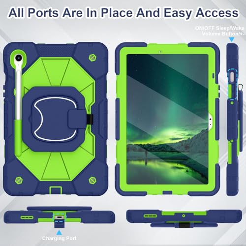 Image of WESOROL Case for Samsung Galaxy Tab S10 Lite /S10 FE /S9 FE 10.9 Inch (2025 /2023) Galaxy Tab S9 11 Inch,Shockproof Covers for Samsung S9 FE with Rotating Stand Screen Protector Pencil Holder,Navy Green