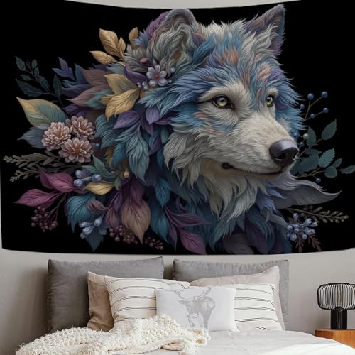 Tenture murale loup fantastique pour deco salon et chambre