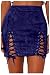 Laucote Women's Lace Up High Waist Bodycon Faux Suede Criss Cross Mini Skirts S