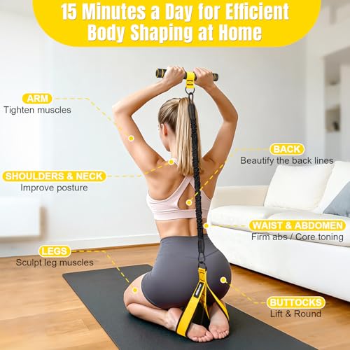 Image of Upgraded Multifunction Pedal Resistance Band with Handle, 3 Tube Adjustable Resistance Bands for Abdomen, Waist, Arm, Core /ABS, Leg Workout - Sit Up Exercise Equipment for Women