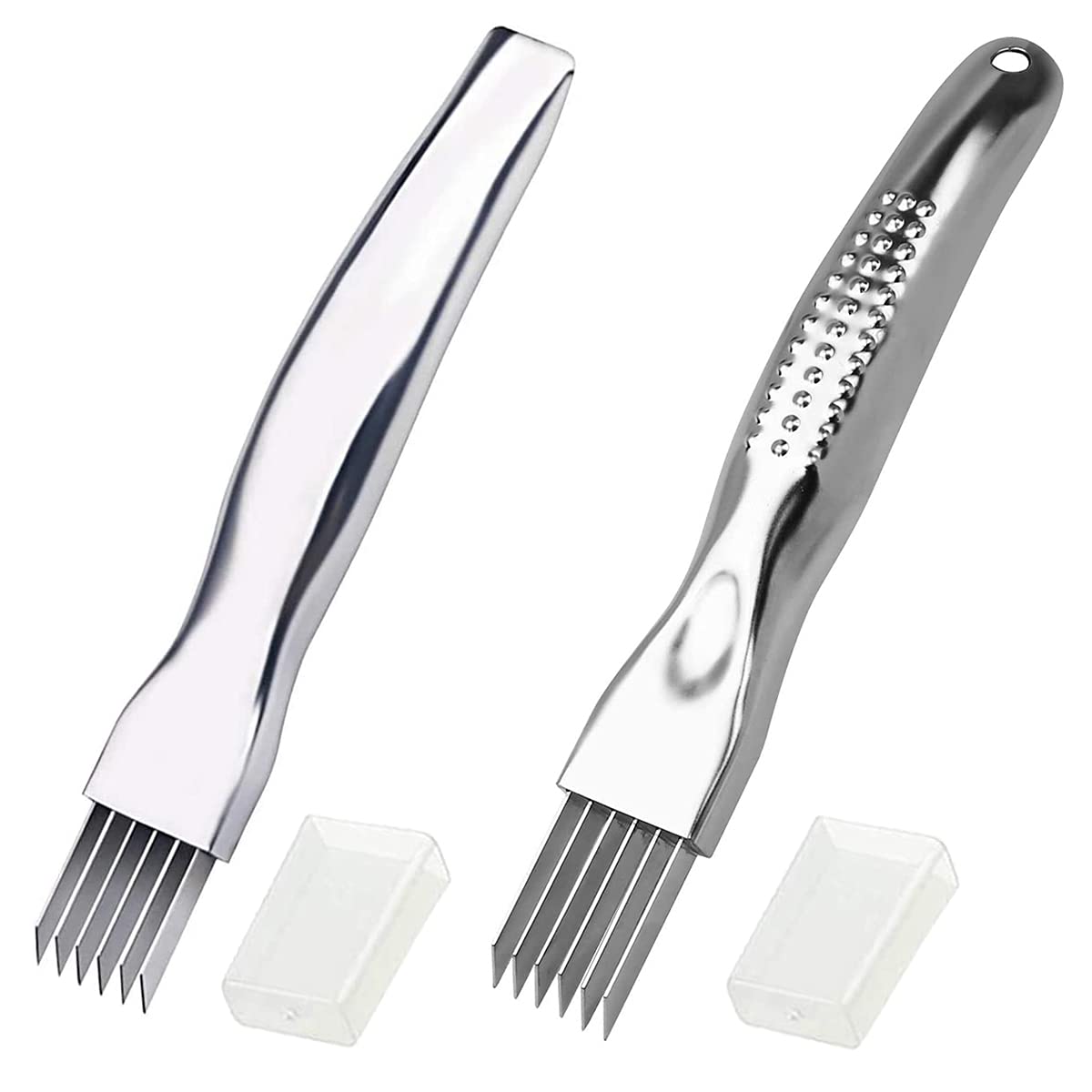 Kitchen Shred Silk The Knife, Stainless Steel Chopped Green Onion Knife, Curved Handle Design, Food Speedy Chopper Green Onion Cutter Kitchen Tool (2Pcs)