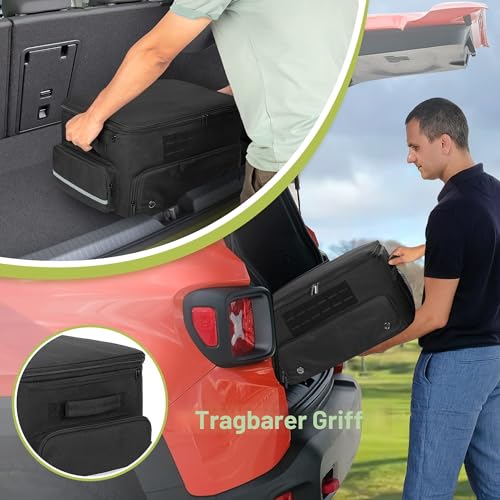 GOBUROS Golf Trunk Organizer Aufbewahrungstasche mit separatem Fach für 2 Paar Schuhe bis zu US 16 Golf Car Spind Organizer für Golfzubehör (Schwarz)
